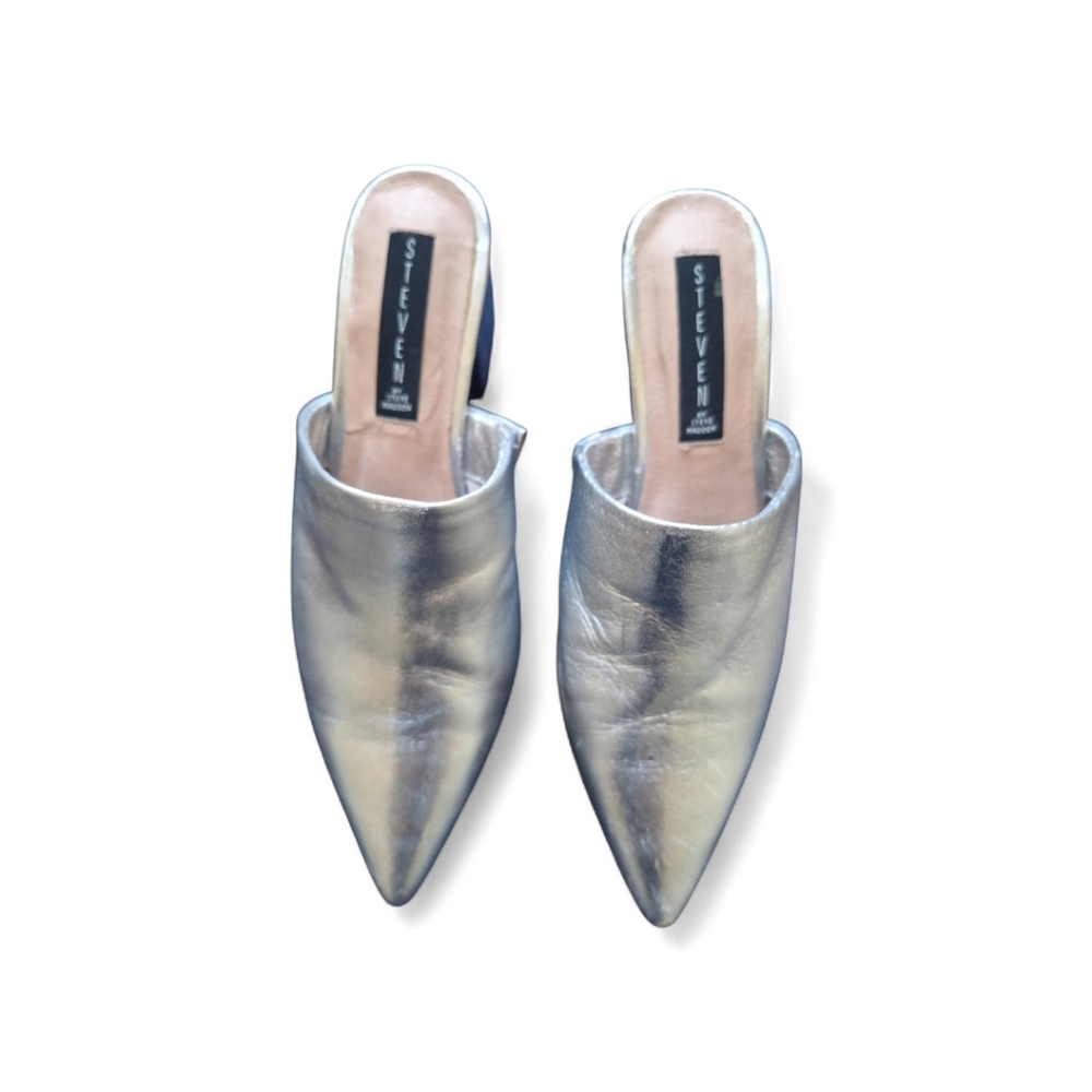 Steve Madden Metallic Silver Women's Mules 8 1/2
